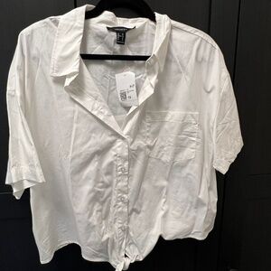 White Button Up Crop Top